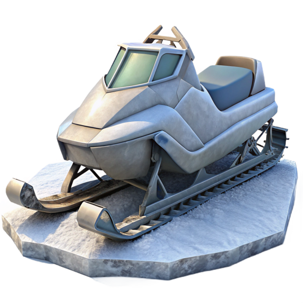 magnificent vintage Snowmobile on Snowy Terrain Transparent Background png