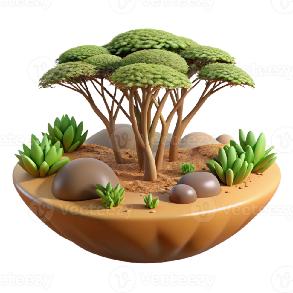 magnificent minimalist Detailed Savanna Ecosystem with Transparent Background professional png
