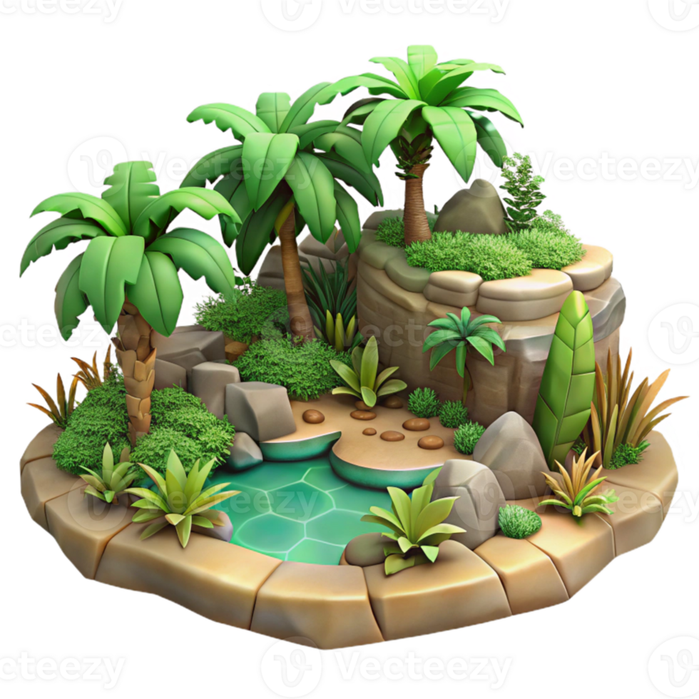 serene minimalist Detailed Jungle Ecosystem with Transparent Background original png