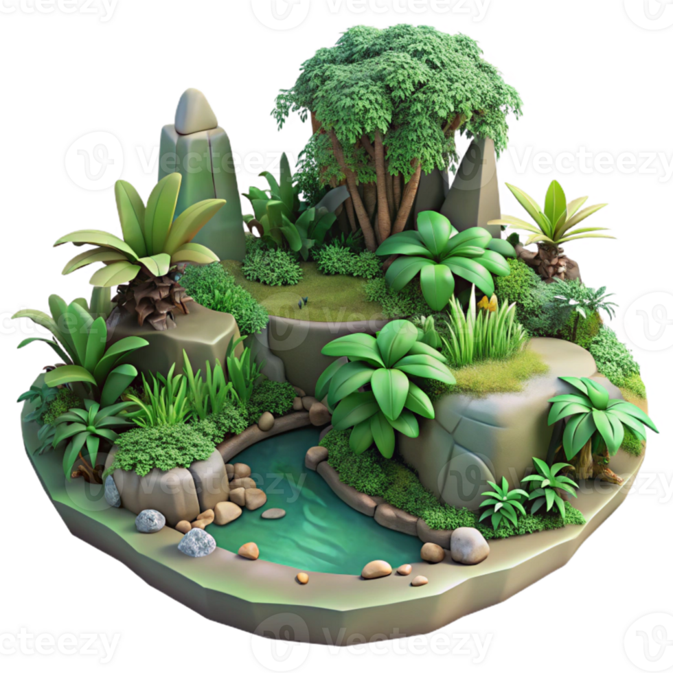 elegant rustic Detailed Jungle Ecosystem with Transparent Background png