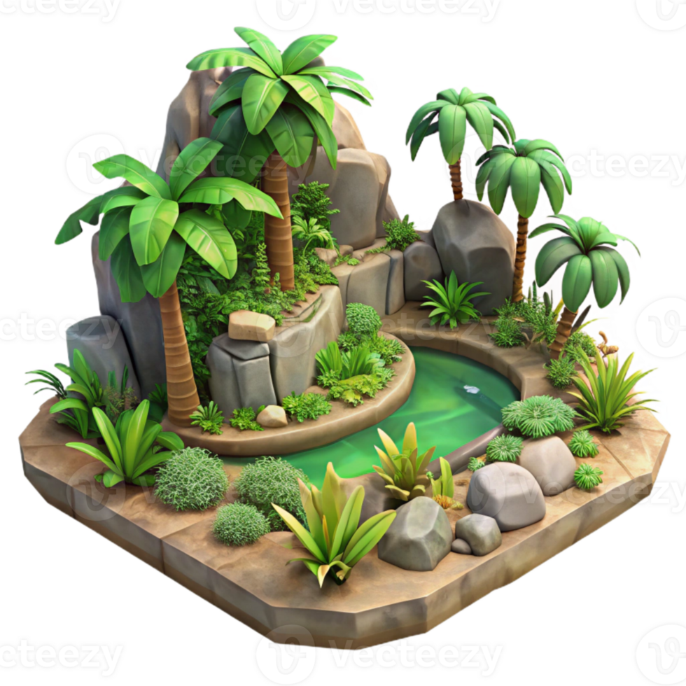 serene vintage Detailed Jungle Ecosystem with Transparent Background exclusive png