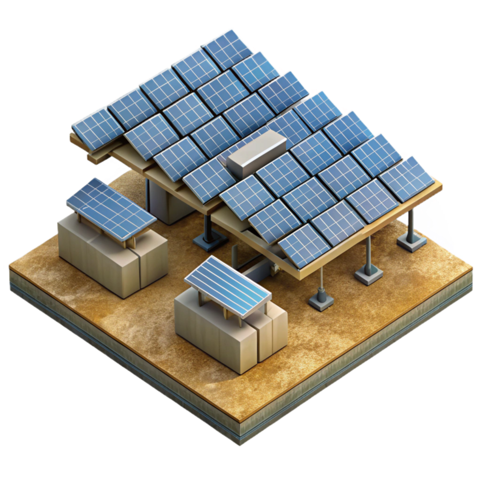 vibrant rustic Solar Farm Aerial View Rows of Panels Isolated Element png