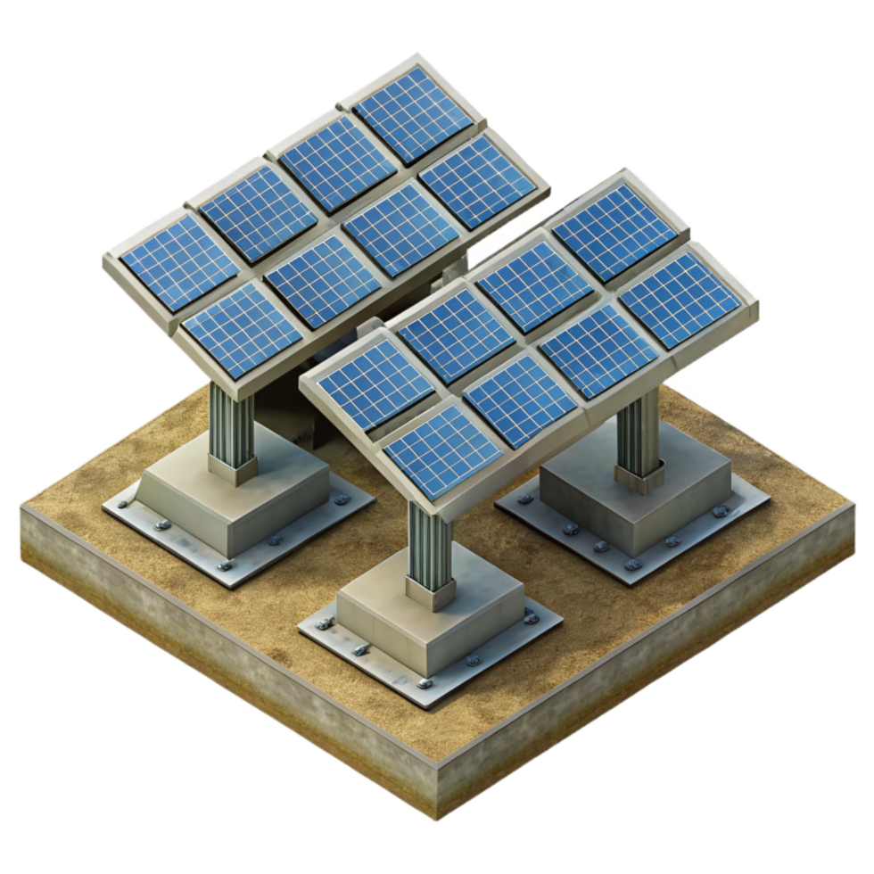 magnificent minimalist Solar Farm Aerial View Rows of Panels Isolated Element detailed png