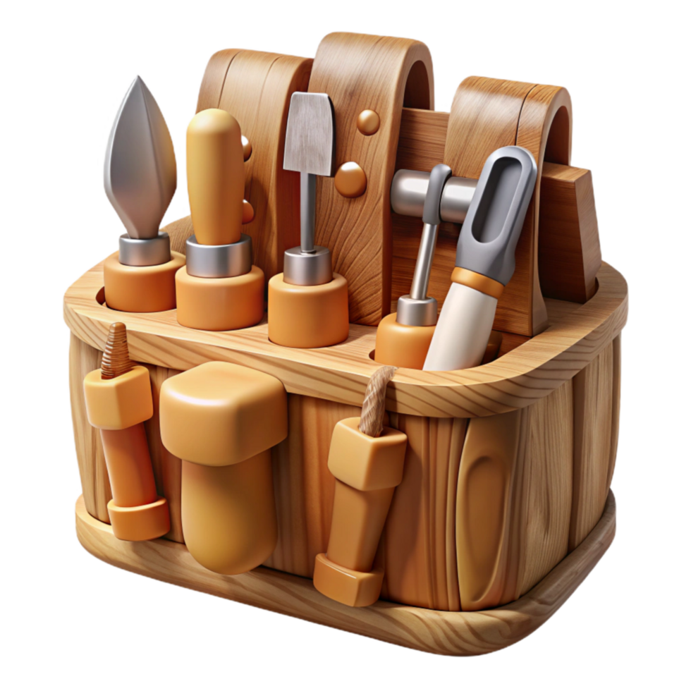 serene traditional Detailed Wood Carving Tools Isolated Set authentic png