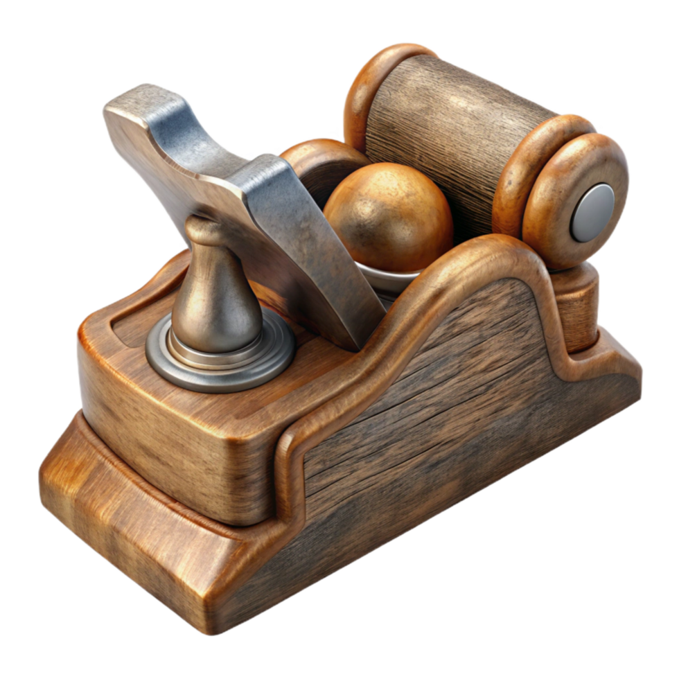 wonderful artistic Detailed Wood Plane Iron Isolated on White high quality png