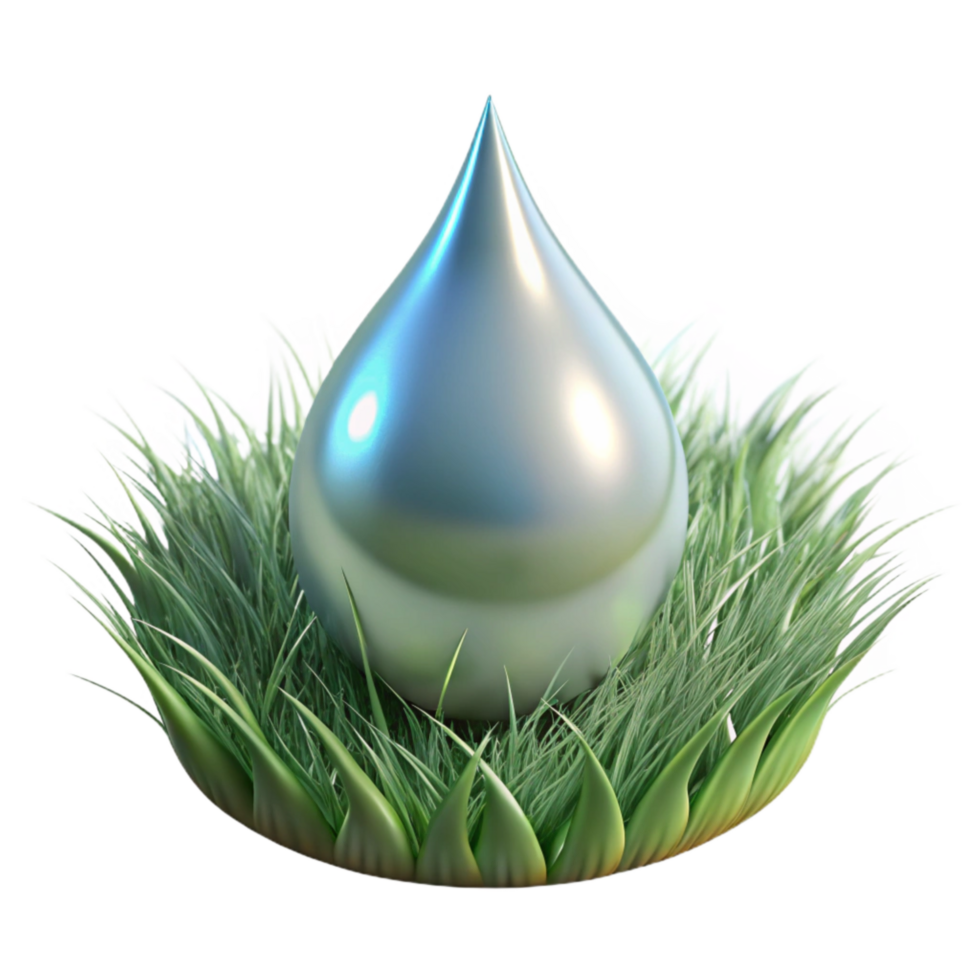 impressive artistic Dewdrop on Grass Blade Reflective Transparent Element premium png