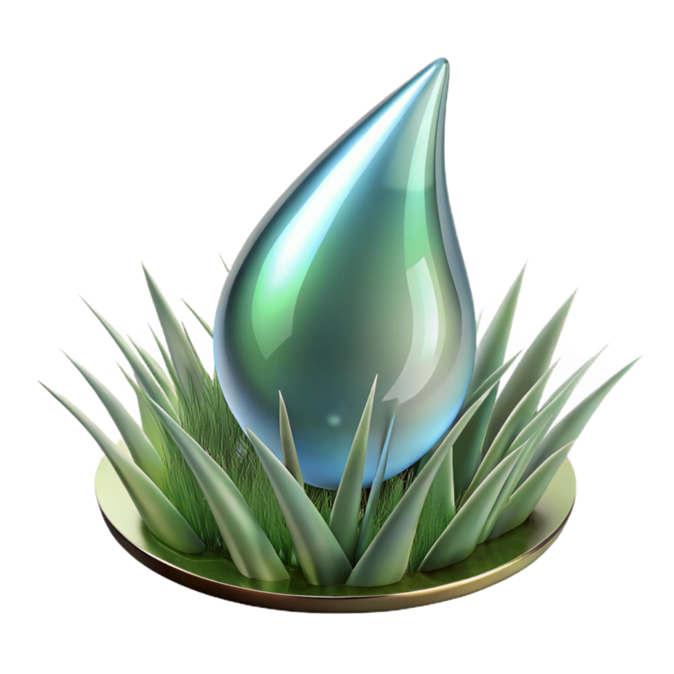 Dewdrop on Grass Blade Reflective Transparent Element png