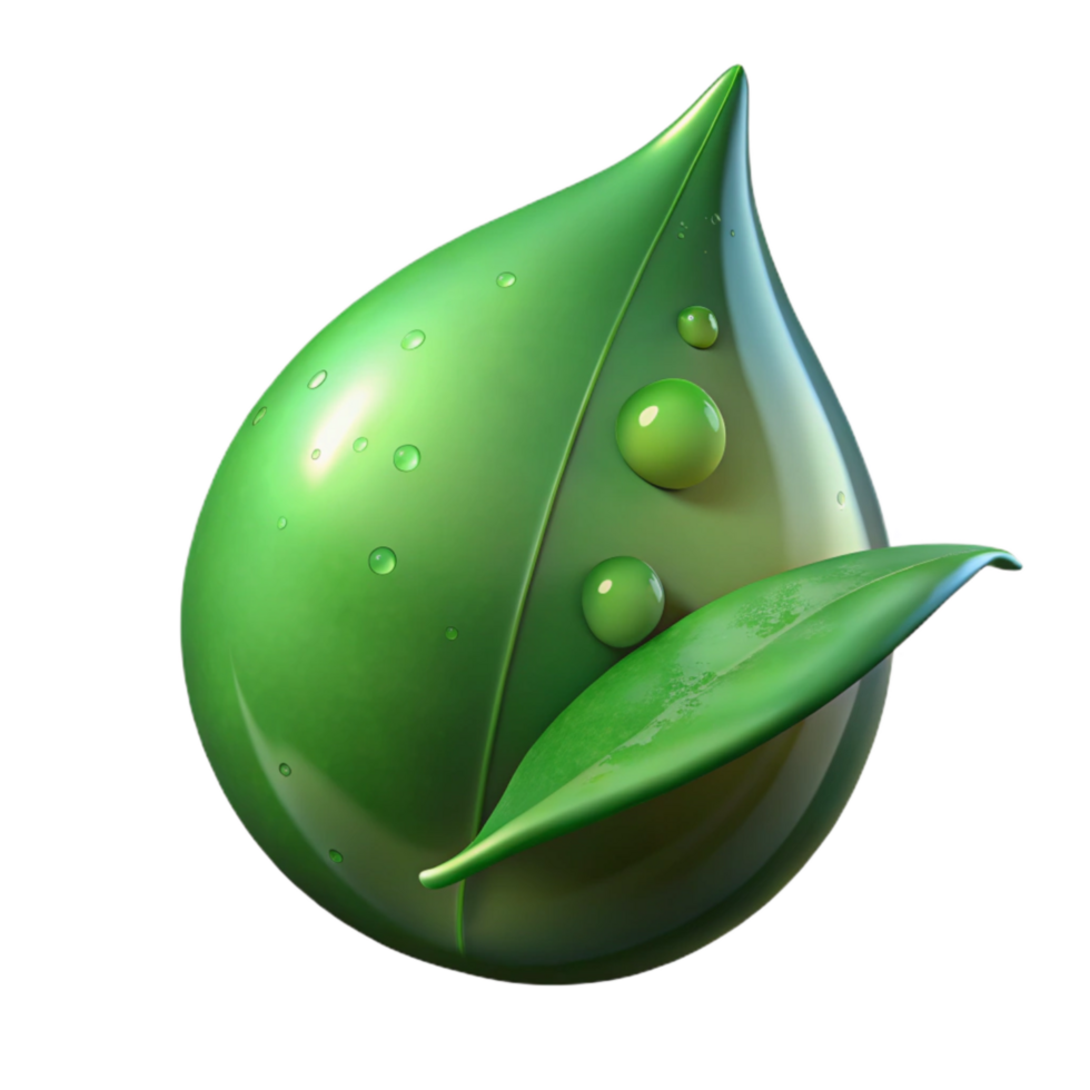 extraordinary minimalist Dewdrop on Leaf Green Transparent Background professional png