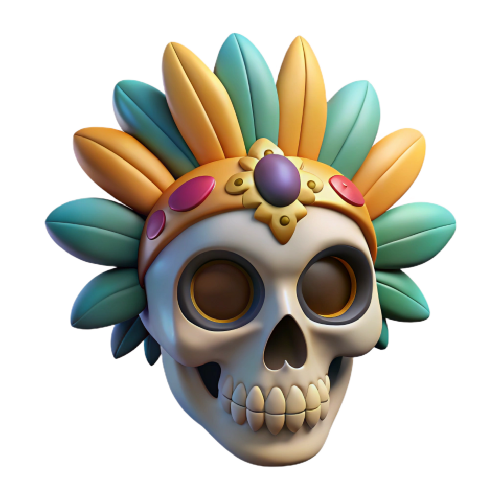 vibrant modern Dia De Los Muertos Sugar Skull Colorful Cutout original png