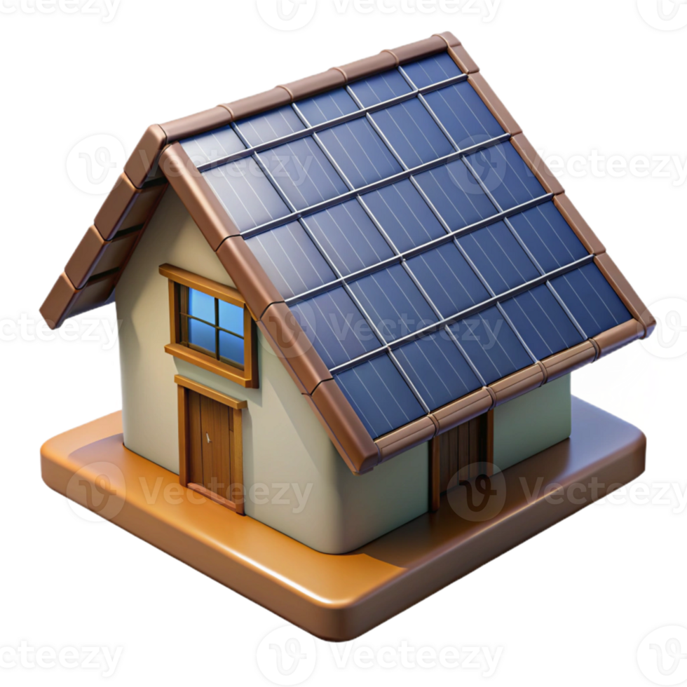 vibrant artistic Solar Powered House Roof Panels Isolated professional png