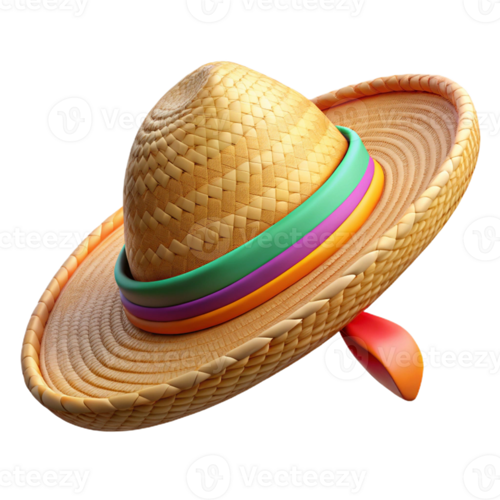 magnificent rustic Sombrero Woven Straw Colorful Ribbon Cutout genuine png