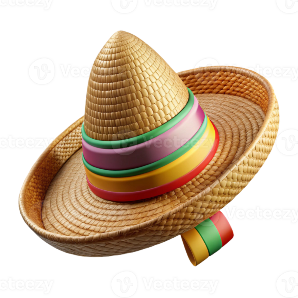impressive abstract Sombrero Woven Straw Colorful Ribbon Cutout genuine png