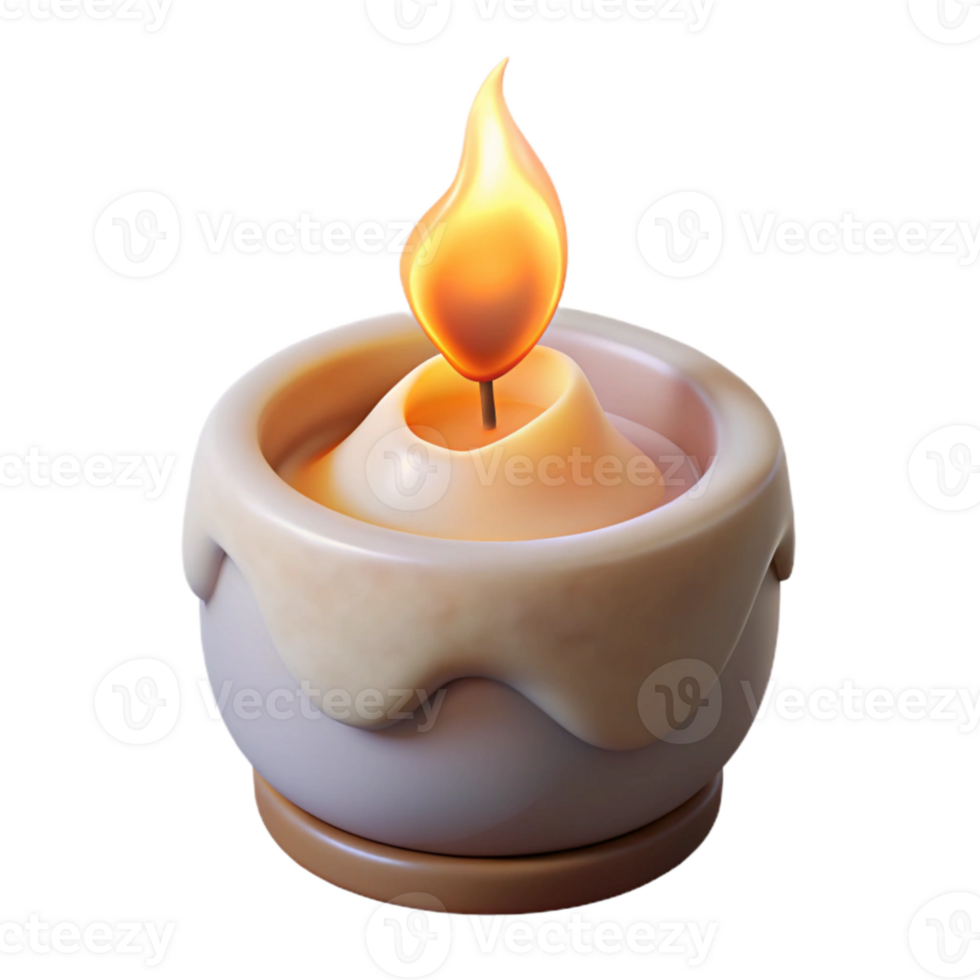 elegant contemporary Spa Candle Burning Flame Isolated on White png