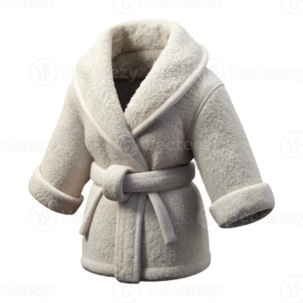 extraordinary minimalist Spa Bathrobe White Fluffy Isolated on White premium png