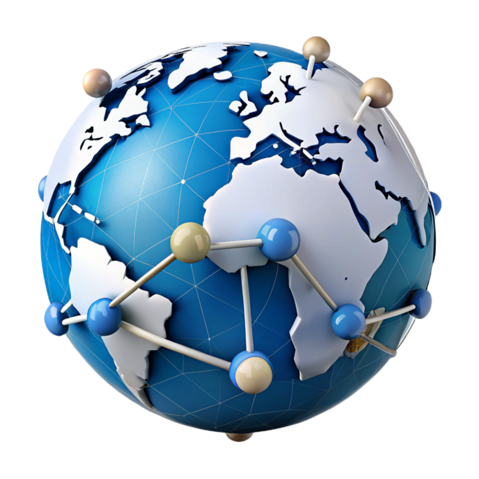 dramatic rustic Digital World Map with Network Connections Transparent Background professional png