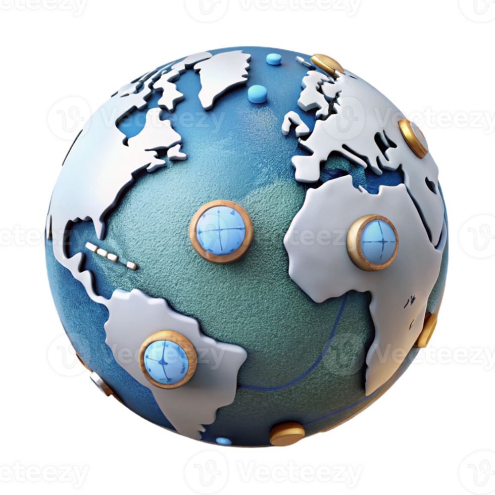 stunning classic Digital World Map with Network Connections Transparent Background exclusive png