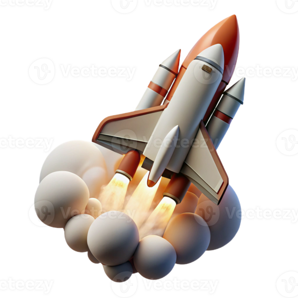 elegant modern Space Shuttle Launching Smoke Trail Transparent Background png