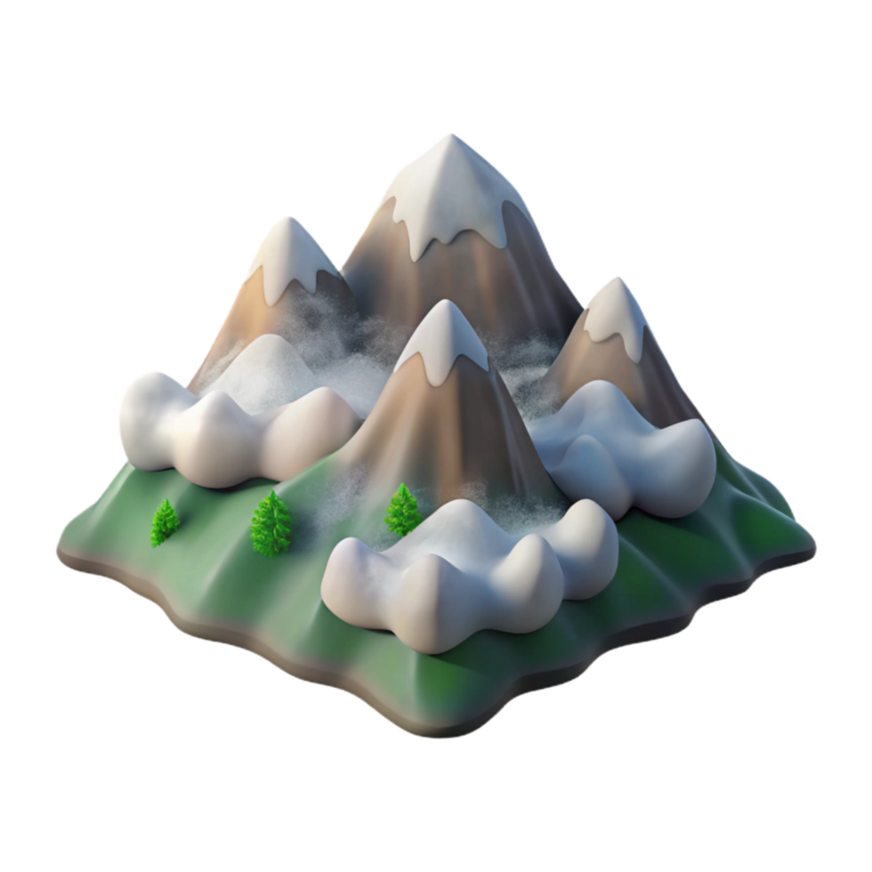 extraordinary classic Distant Mountain Range with Snow Caps Isolated on Transparent Background premium png