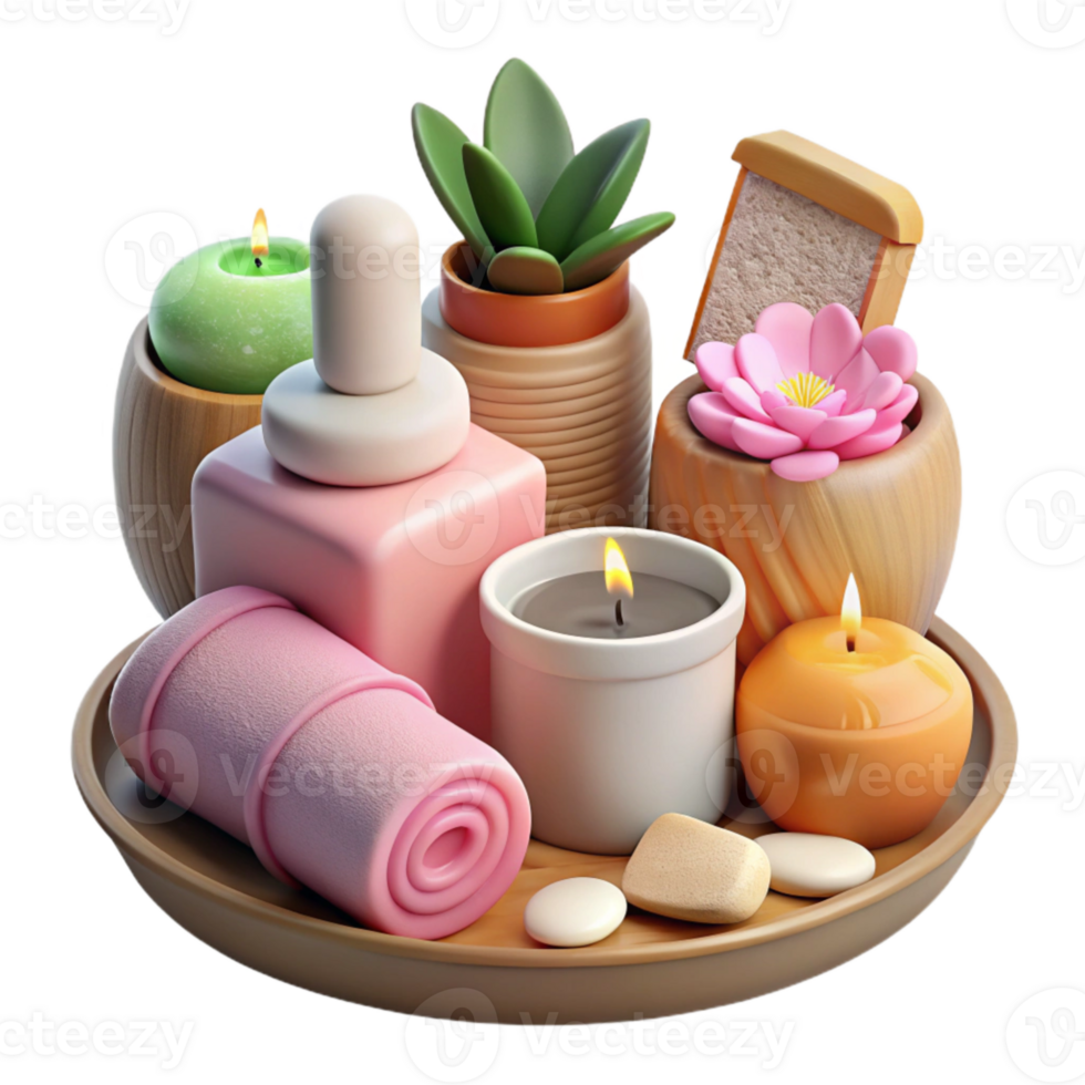 elegant modern Spa Day Essentials Pampering Treats Cutout detailed png