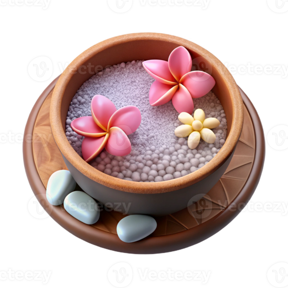 vibrant abstract Spa Foot Bath with Flowers and Salts Top View authentic png