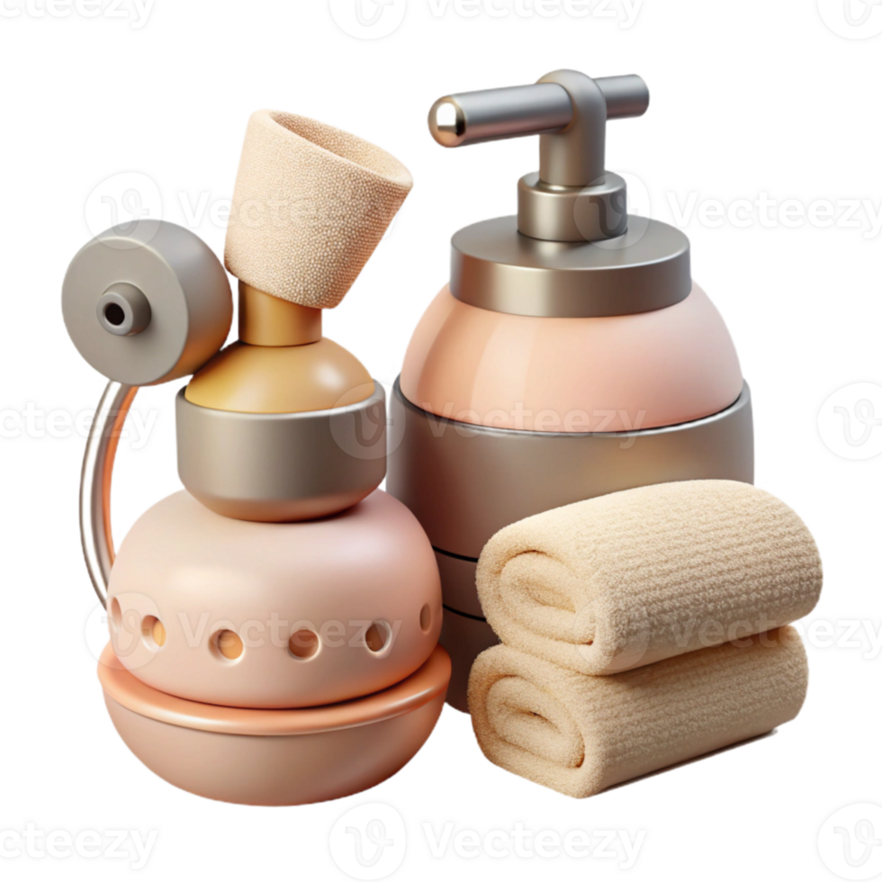 vibrant contemporary Spa Facial Steamer and Towels Flat Lay detailed png