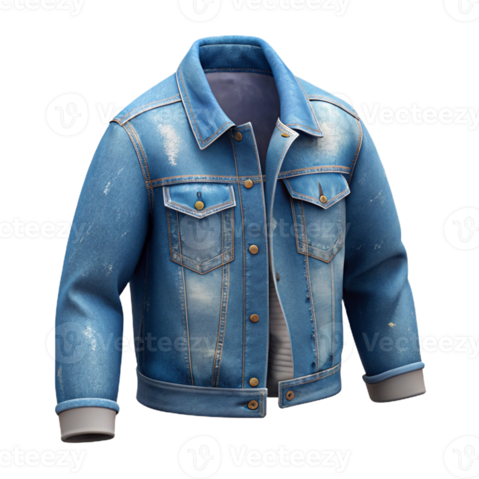 dramatic abstract Distressed Denim Jacket Faded Wash Transparent Background premium png