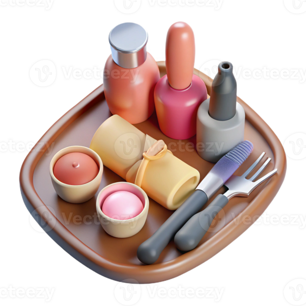 extraordinary minimalist Spa Manicure Set with Nail Polish and Tools Flat Lay Cutout detailed png