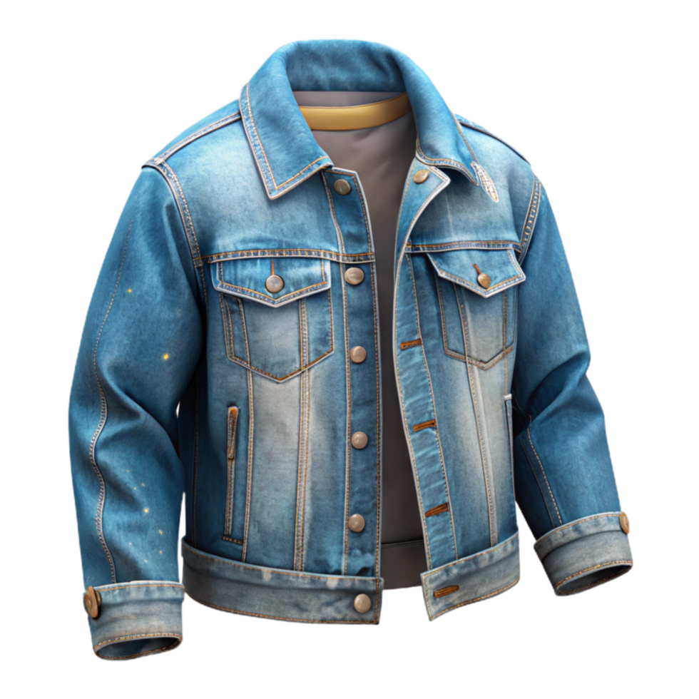 serene minimalist Distressed Denim Jacket Transparent Background high resolution png