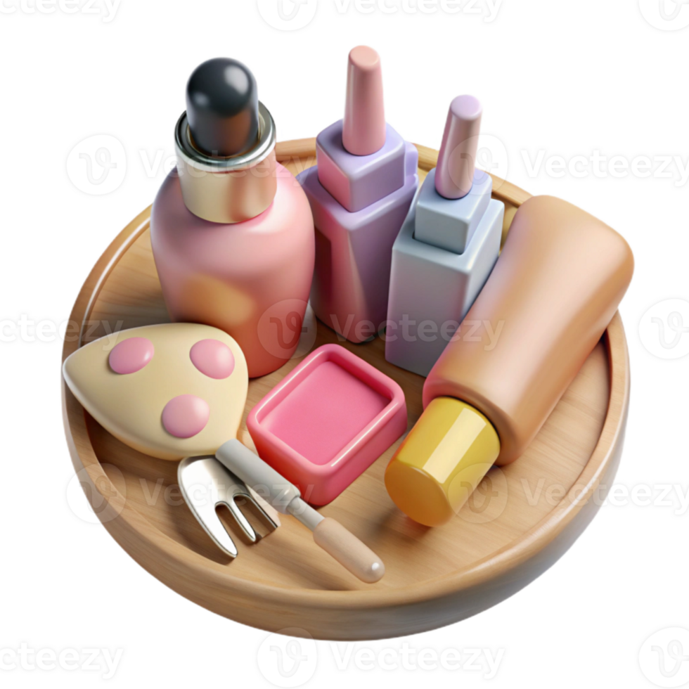 dramatic rustic Spa Manicure Set with Nail Polish and Tools Flat Lay Cutout premium png