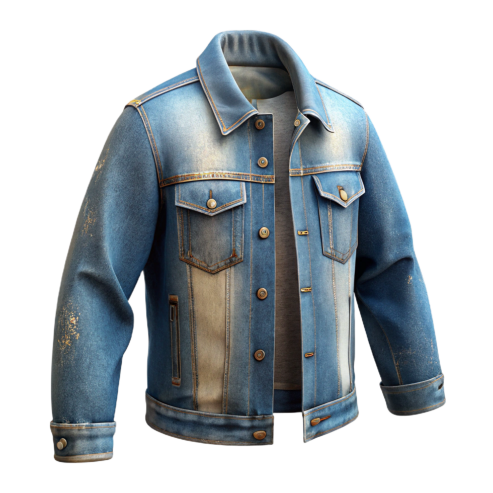 serene rustic Distressed Denim Jacket Transparent Background high resolution png