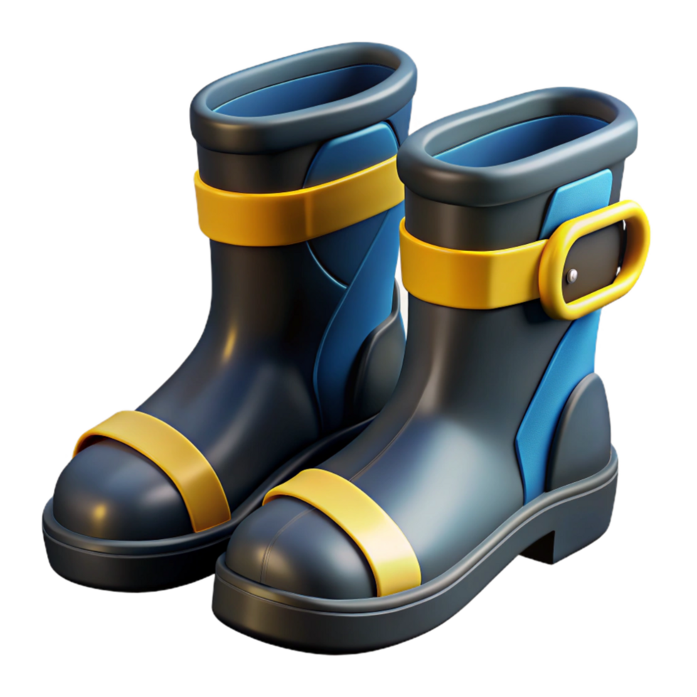 wonderful contemporary Dive Boots Cutout Black Rubber Isolated premium png