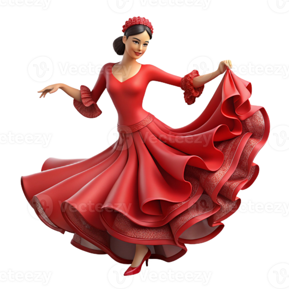 impressive creative Spanish Flamenco Dancer Dress Flowing Movement Cutout premium png