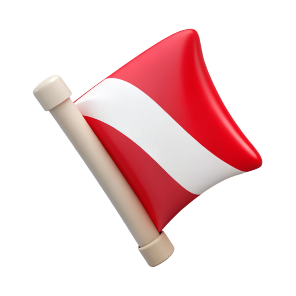extraordinary minimalist Dive Flag Cutout Red and White Isolated genuine png