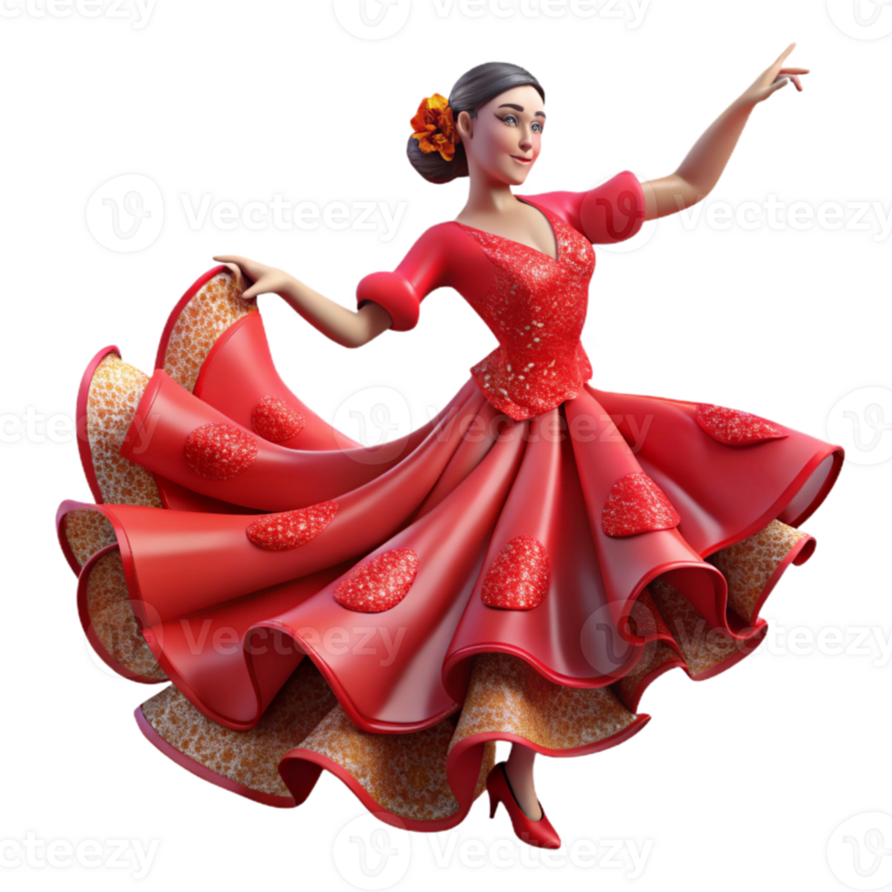extraordinary vintage Spanish Flamenco Dancer Dress Flowing Movement Cutout authentic png