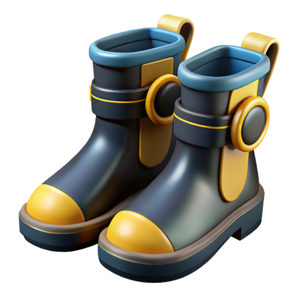 impressive modern Dive Boots Cutout Black Rubber Isolated detailed png