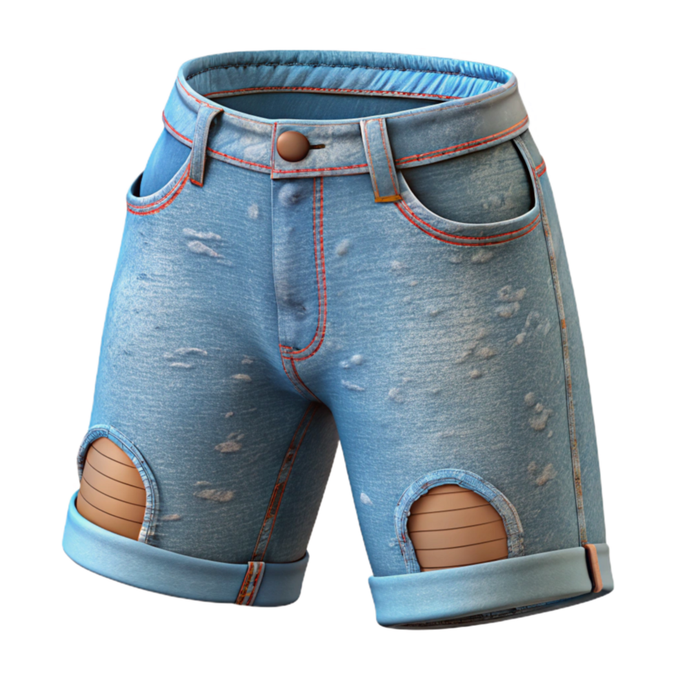 dramatic classic Distressed Denim Shorts Transparent Background exclusive png