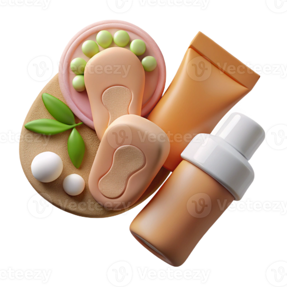 stunning minimalist Spa Pedicure Set with Foot Scrub and Lotion Flat Lay Cutout png