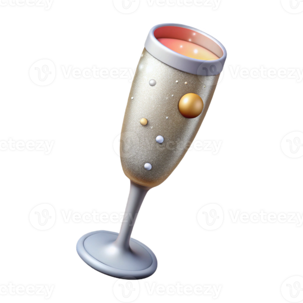 serene minimalist Sparkling Champagne Flute Cutout with Bubbles detailed png