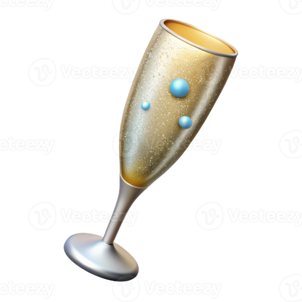 dramatic abstract Sparkling Champagne Flute Cutout with Bubbles exclusive png