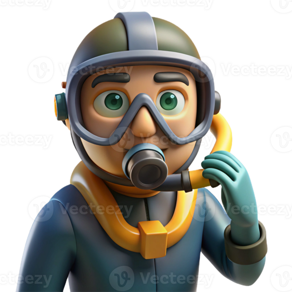 wonderful creative Diver Adjusting Mask Underwater Transparent Background png