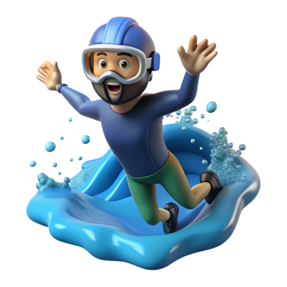 serene artistic Diver Entering Water Cutout Splashing Surface Isolated png