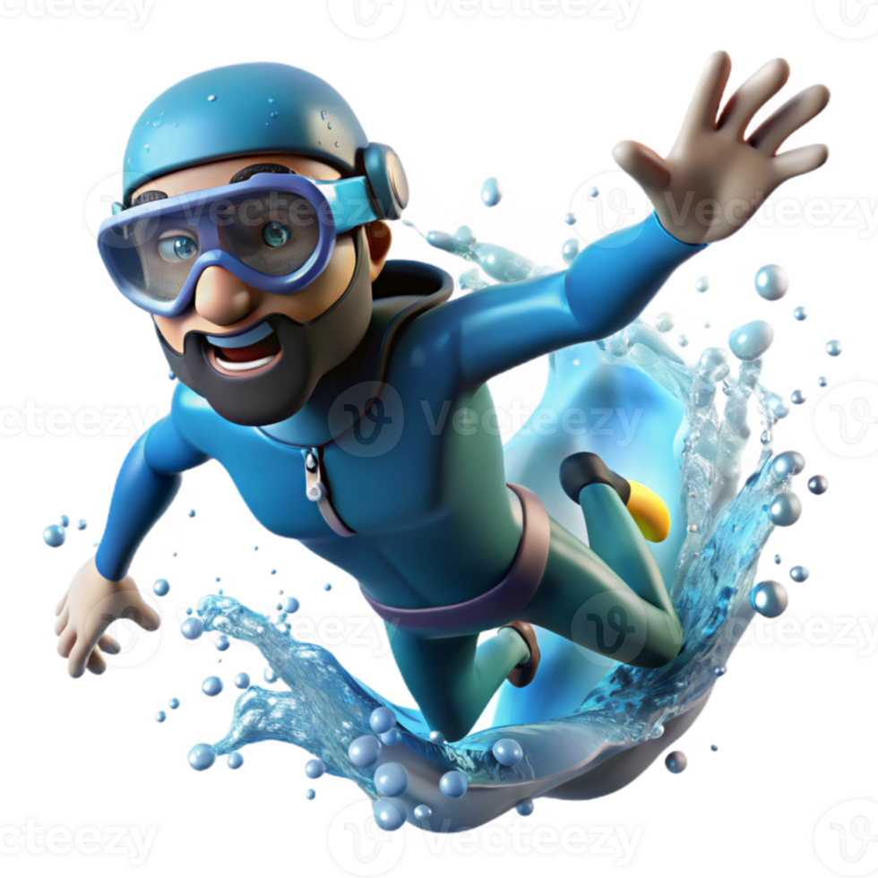 vibrant classic Diver Entering Water Splashing Transparent Background png