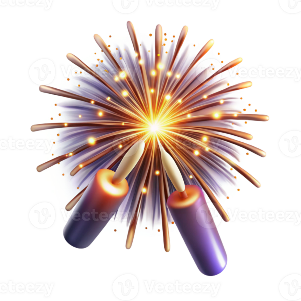 serene abstract Sparkling Fireworks Display New Years Eve Cutout original png
