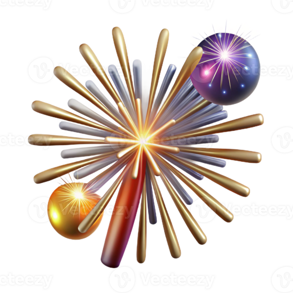 wonderful rustic Sparkling Fireworks Display New Years Eve Cutout detailed png