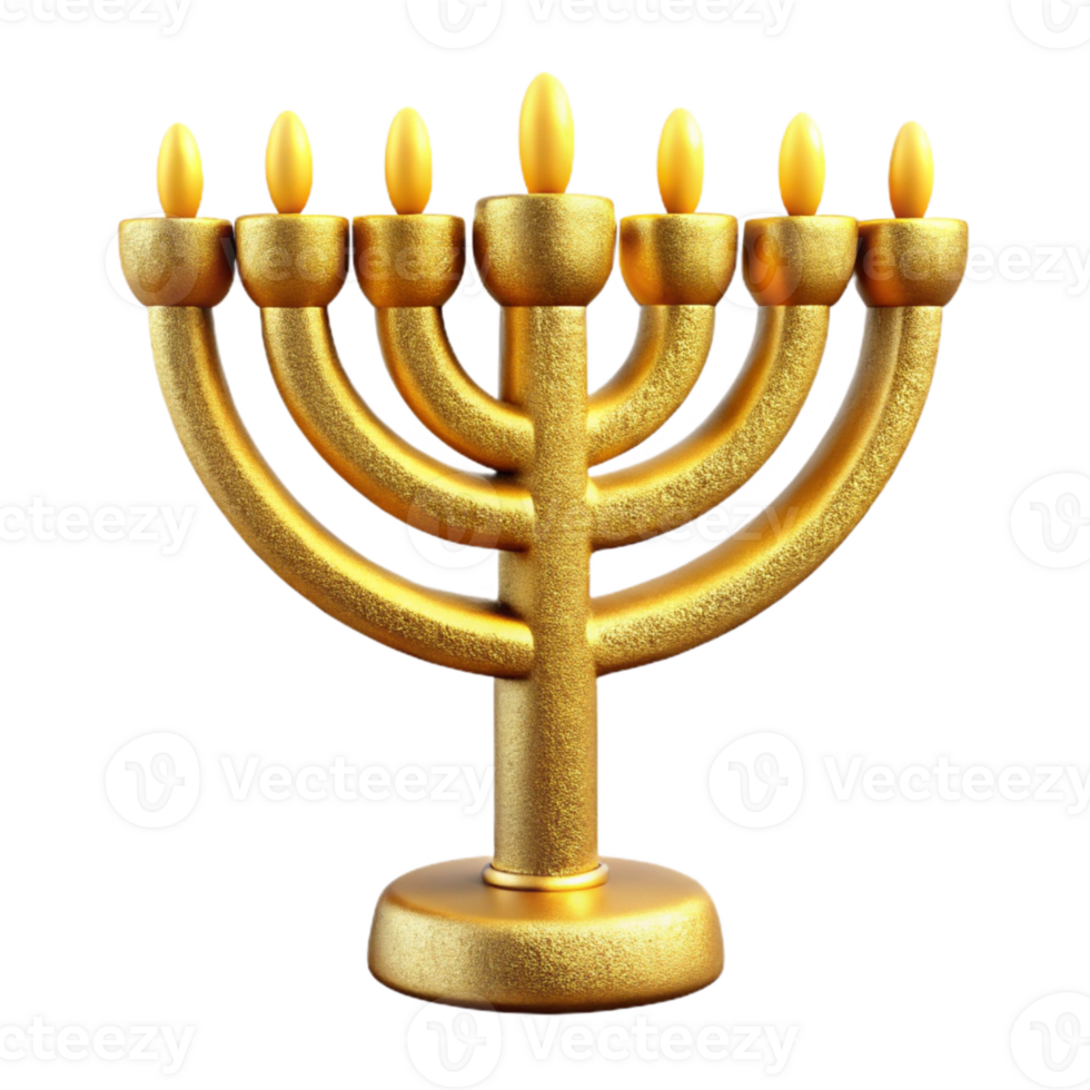 elegant contemporary Sparkling Gold Hanukkah Menorah Isolated on Transparent Background authentic png