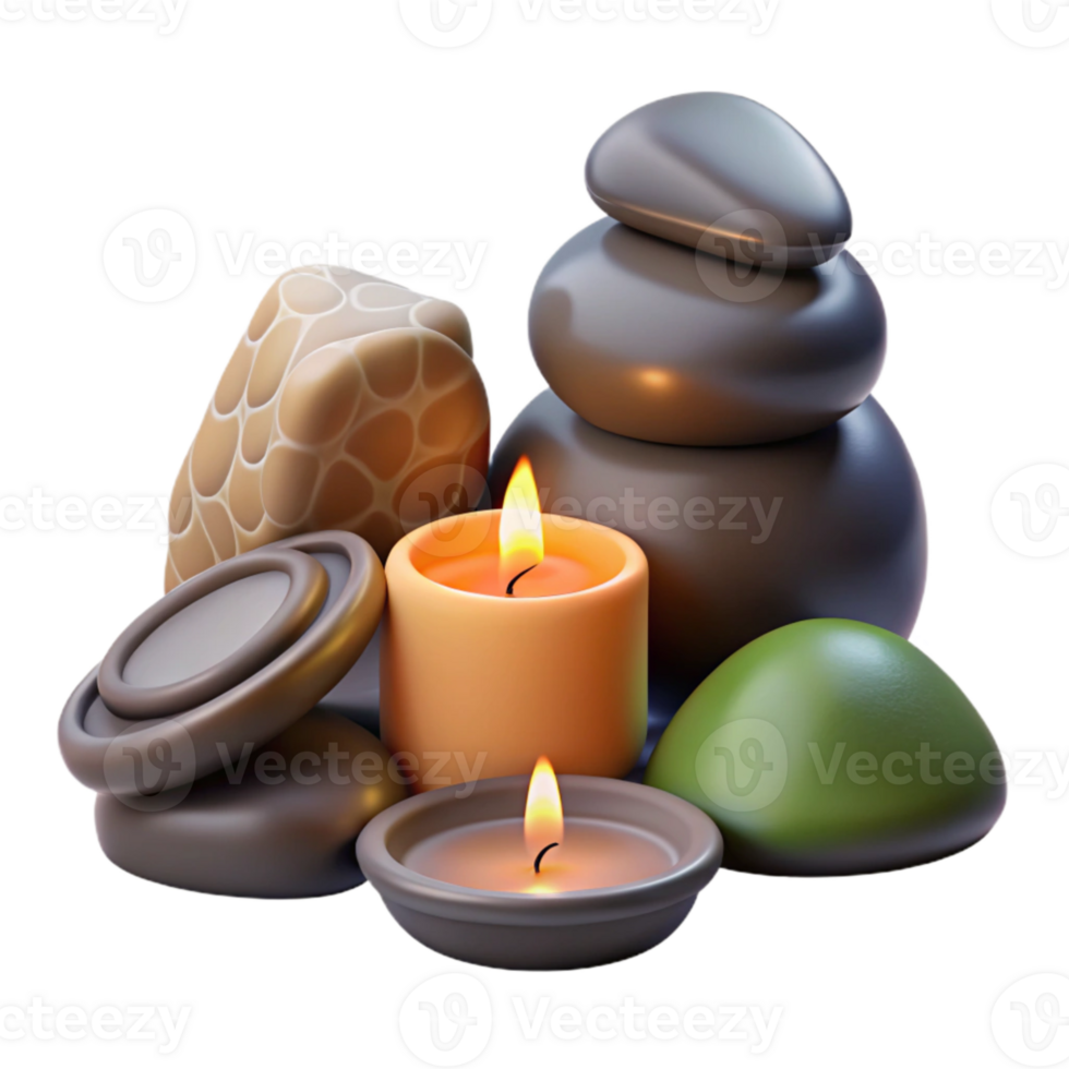 impressive classic Spa Rocks and Candles Transparent Background exclusive png