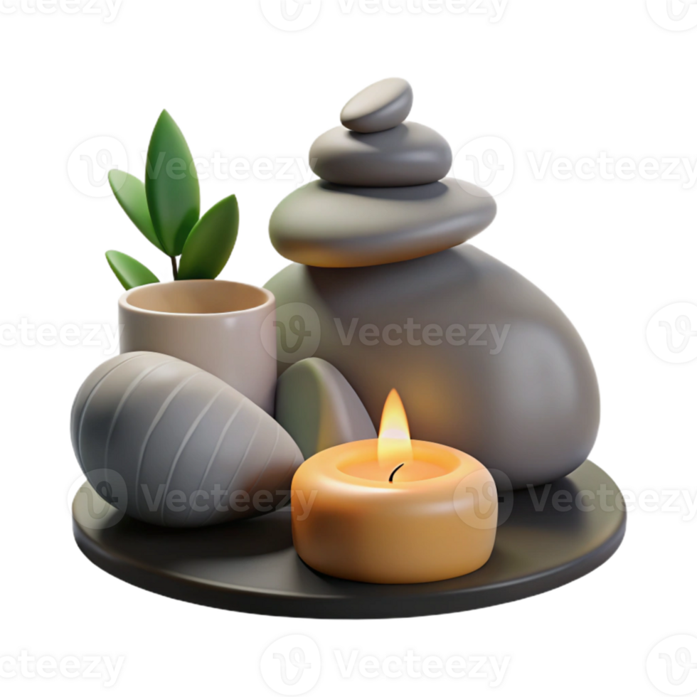 wonderful rustic Spa Rocks and Candles Transparent Background professional png