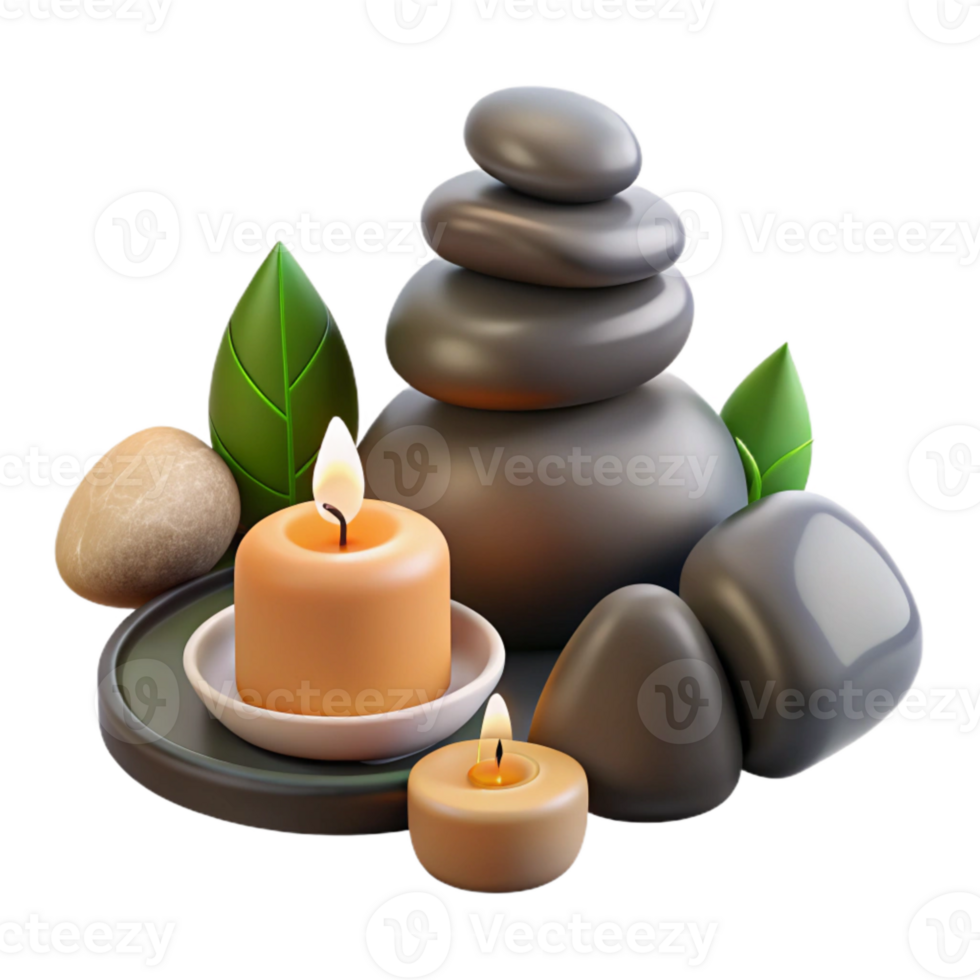extraordinary minimalist Spa Rocks and Candles Transparent Background exclusive png