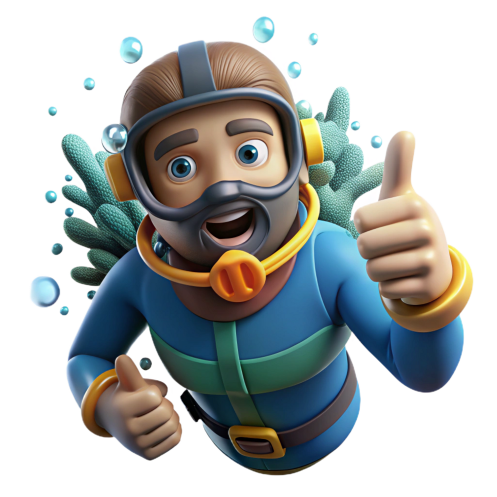 vibrant artistic Diver Giving Thumbs Up Cutout Underwater Signal high resolution png