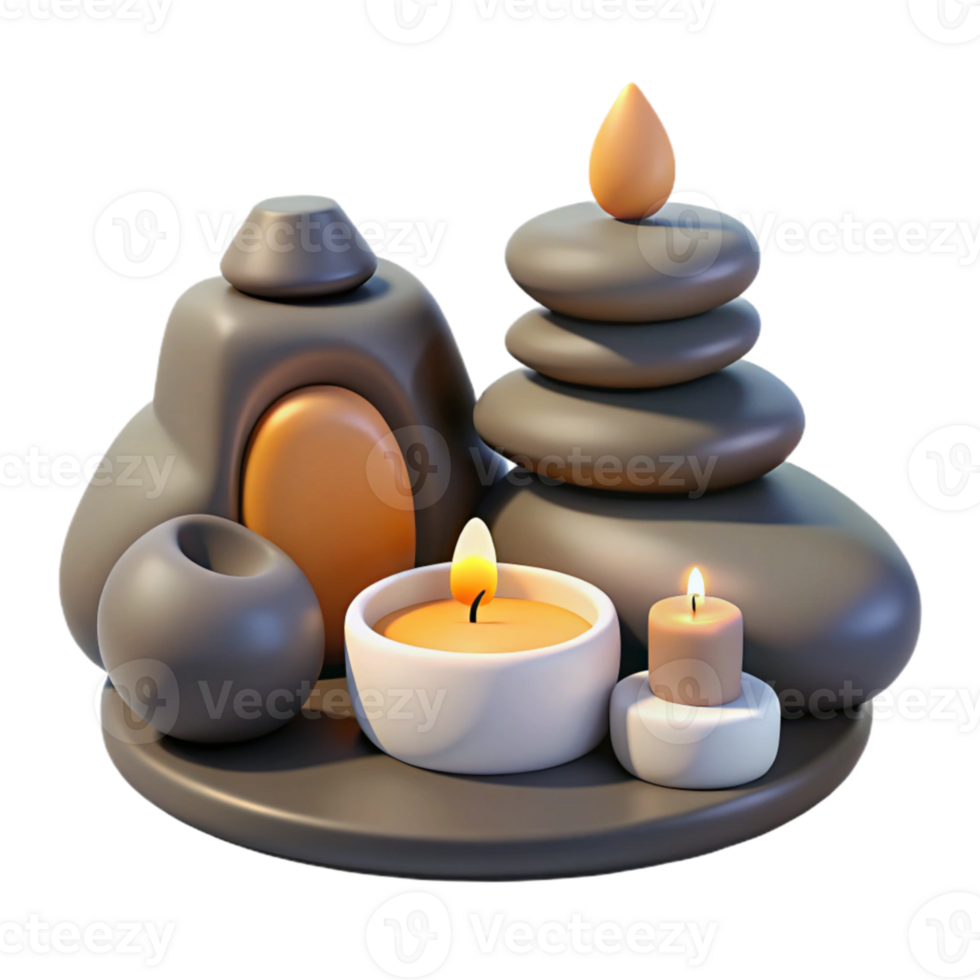 extraordinary rustic Spa Rocks and Candles Transparent Background original png